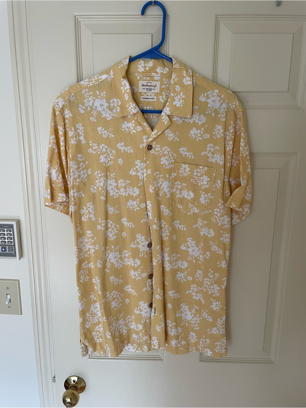 Weatherproof Yellow and White Floral Short Sleeve Camp Shirt